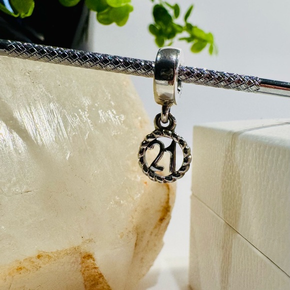 Authentic Retired Pandora ‘21’ Milestone Dangle Charm S925 - Picture 2 of 9